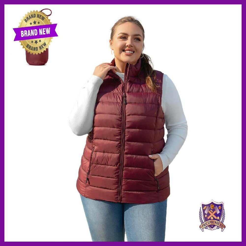 Plus Size Puffer Vest Water-Resistant Packable Winter Vest Lightweight